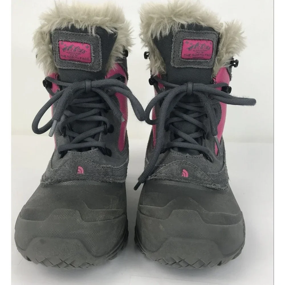 The North Face Boots Womens 6‎ Pink gray Faux Fur Suede Size 6